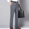 Calças masculinas com costuras de bolso reforçadas, estilo formal de negócios com tecido macio e respirável, vários bolsos para conforto durante todo o dia