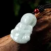 Pingente colares luz natural verde myanmar jade avalokitesvara buda estátua ornamentos para homens e mulheres artigos gelados presente