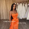 LORIE Orange sirène robes de soirée perles hors épaule moulante froncé formelle robes de bal plissé côté fente robe de célébrité 240124