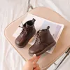 Boots Boys Kids Fashion Casual Britain Style Zipper Cute Children Girls Short PU Black Brown Platform Simple Princess Shoe