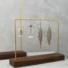 Charm Vintage Walnut Brass Jewelry Display Stand Earrings Hanger Holder Storage Organizer