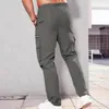 Мужские брюки дышащие мужчины Удобные грузы с талией с несколькими карманами мягкие для повседневного