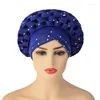 Etnische kleding Afrikaanse Auto Gele Aso Oke Headties Klaar om te dragen Autogele Africa Shimmer Hijab Cap Nigeriaanse Bruiloft Moslim Tulband Head Wrap