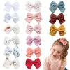 Hårtillbehör 30 st/parti 2,8 "Handgjort bomullsgarn Bow Clips Kids Girls Hairn Pins Baby Headwear