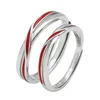 Band Rings 1Pair Twist Red Line Matchmaker Copper Plated Platinum Couple Ring Men Women Propose Gift Finger Jewelry Wholesale Free Shipping 240125