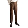 دعاوى رجال للرجال Oldyanup England Naples High Weist Suit Straight Pants for Men Spring Autumn Fashion Brusiness Discal