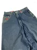 Мужские джинсы JNCO Harajuku, уличные карманы с вышивкой, мешковатые джинсовые широкие брюки, мужские прямые брюки в стиле хип-хоп, ретро, с высокой талией