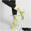 Sports Socks Pilates Five Toe Women Tie-Dyed Non-Slip Sile Crew Yoga YQ240126 Drop Delivery Dhyil