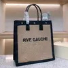 Diseñador Rive Gauche Beach bolso de mano de lujo Bolso de mujer Bolsos de compras de moda de lujo Bolsos grandes de lino Bolsos de viaje Cartera Totes