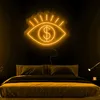 LED Neon Sign Eyes Full Of Money Neon Sign Personality Design Home Ooffice Game Room Bar Club Bedroom Gift Holiday Decoration Lighting YQ240126