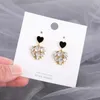 Boucles d'oreilles pendantes en Zircon noir avec strass en forme de cœur pour femmes, ornements de luxe, pendentif en cristal, bijoux