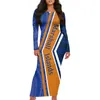 Casual Dresses Polynesian Marshallese Horde Blue Insignia Print 2024 Spring/Summer Office Lady Long Fishtail Dress Evening Wear S-7XL