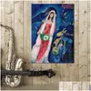 Målningar Marc Chagall La Mariee Art Poster Wall bakom gardinen Canvas målningar Cuadros Bilder för heminredning9016367 Drop Deliv DHY3C