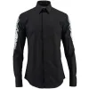 Брендовая рубашка с вышивкой, мужская сорочка, роскошный дизайн, мужские классические рубашки, повседневные облегающие хлопковые рубашки с длинным рукавом, мужские черные 4XL