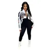 2024 Designer Motorcycle Jacket Women Long Sleeve Baseball Uniform Print Outerwear Fahion Short Jacket Mini Skirt Two Piece Sets Bulk Wholesale Clothing 10610