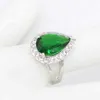 Bandringar Xutaayi Classic Women Engagement Party Jewelry High Quality Big Tear Drop Green Crystal Rings med Zirconia Stones R_1324 240125