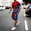 Men's Tracksuits Summer Sets T Shirt and Shorts Fashion Digital Printing Beach Wear Tow-piece Casual Clothes