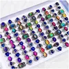 Cluster Rings 20/30Pcs/Lot Vintage Mood For Men And Women Mixed Design Temperature Control Color Changing Ring Jewelry Party Gift Dro Dhy1G