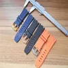 Watchpart Horlogeband Horloges Rubber Roy Bands Zwart Blauw Oranje Siliconen Horlogeband met Gesp in 28mm De Luxe2943