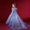 New Sequined Princess Flower Dresses For Wed Long Tassels Toddler Gowns Tulle Sweep Train First Communion Little Girl Pageant Dress Birthday Gown 403