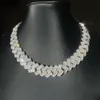 Hiphop bijoux 20mm Baguette pendentif collier en argent Sterling Vvs1 diamant Moissanite Miami Baguette chaîne à maillons cubains