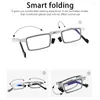 Sunglasses Portable Folding Reading Glasses For Men Metal Round Square Anti Blue Light Eyeglasses Presbyopia Gafas With Diopters Plus