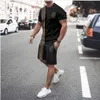 Herrspårar Summer Beach Set Sets Men's Print Short Sleeve T-shirts Shorts Two Piece Casual Tracksuit Men Street Fashion Outfits 2 PC Sportswear T240126