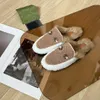 Woman Designer Plush Slippers Real Leather Sandals Luxury Brand Slides Fashion Girl Warm Comfortable Shoes Spring Autumn Winter Room House Outdoor Muler Slide 2597