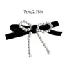 Grampos de cabelo Coreano Bowknot Pearl Clip Barrette Headpieces Outono e Inverno Side Bangs Francês Headwear Acessórios