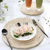 Table Mats Corn Fur Woven Dining Mat Heat Insulation Pot Holder Round Coasters Coffee Drink Tea Cup Placemat LX9348