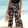 Women's Shorts Printing Pants Summer Pockets High Waist Trousers Gym Sports Long Sweatpants Ladies Boho Beach Pantalones Wide Leg Clothing