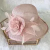 Berets Spring Summer Fashion Fedoras Hat Elegant British Linen Royal Ascot Hats Women Outdoor Sunshade Ladies Day Visor Girl Cap H6627