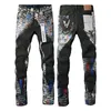 メンズジャンデザイナーレディースジーンズパンツ衣類パープルジーンズスタックロングパンツリッピングハイストリートジーンズレトロペイントスポットパッチホールデニムストリートウェア