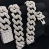 Fully Iced Out Moissanite Studded Hiphop Chain S925 Silver 20mm 3 Rows Excellent Cut Vvs1 Diamond Moissanite Cuban Necklace