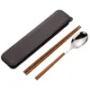 Dinnerware Sets Portable Travel Three-piece Set One-person Chopsticks Stainless Steel Kitchen Accessories Spoon