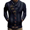 Männer Pullover Mäntel Männer Horn Knopf Rollkragen Einreiher Strickjacke Volle Hülse Solide Strick Pullover Mantel Herbst Winter