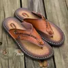 Pantofole Infradito estive da uomo in pelle fatte a mano alla moda alla moda per esterni, traspiranti, comode da uomo e sandali semplici