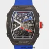 Bewegingshorloge RM-polshorloge Richardsmille-polshorloge Rm67-02 Automatisch mechanisch horloge Rm6702 Blauw Ntpt Koolstofvezel Titanium Metalen wijzerplaatmachines Wereldberoemd