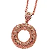 Pendentif Colliers Russie 585 Purple Gold Atmosphère Exquis Donut Plaqué avec 14K Rose Collier Bijoux pour femmes