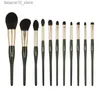 Makeup Brushes 11Pcs Makeup Brushes Set Dark Green Goat Squirrel Hair Powder Blush Highlight Brush Eyeshadow Blending Makeup Brush With Bag Q240126