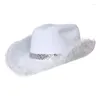 Berets Bachelorette Party Cowgirl Cap Elegant Bride Cowboy Hat Bride Fedora DXAA