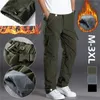 Calças masculinas de pelúcia carga outono inverno trabalho grande tamanho verão casual escalada joggers sweatpants homem calças