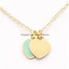 Beaded Designer Brand Heart Double Letter Pendant Necklace Chain 18K Gold-Plated Wedding Accessories Stainless Steel Titanium Womens Dh6Rk