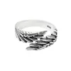 Anéis de banda única memória vintage thai prata pena asas cor prata feminino anéis de abertura redimensionáveis sri1010 240125