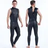 Roupa de banho feminina masculina 3mm neoprene colete sem mangas frontal zip macacão mergulho kiteboard