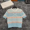 Womens Jacquard Knit Knitwear Jumper Hoodie Designer Knit Sweater Summer Short Sleeve Knitted Tops