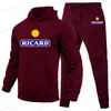 Erkeklerin Trailsits Ricard Yeni Kış Erkekler Giyim Erkekler Setleri Baskı Hoodie Set Polar Sweatshirt Sıradan Sport Sweatpants Mens Tracksuits 2022 T240126