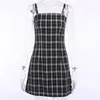 Casual Dresses Women's Dress Short College Style Plaid French Fashion Retro Waist Slim Fit Hip Gothic Y2k Sling Skirt Street