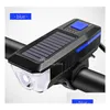 Światła rowerowe LED Solar Rower Rower Light Uchordaże front z klaksonem Outdoor Cycling Head