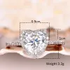 Classic Cubic Zirconia 14k Gold Rings Crystal Heart Shaped Wedding Rings For Women Glamour Bridal Rings Jewelry Gifts